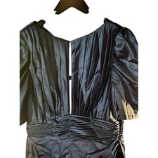 IEENA for MAC DUGGAL Navy Blue Satin Pleated Ruched Gown Size 4