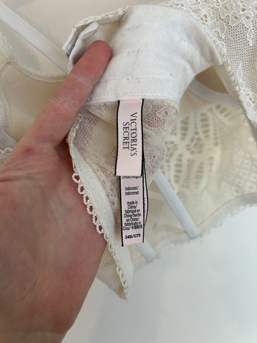 Victoria Secret 34B Balconette Bra Corset Top White Merry Widow Underwire Lace - Picture 3 of 4