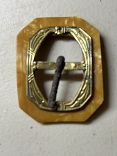 Antique Edwardian Era Art Nouveau Brass Celluloid Belt Buckle German Made 1905
