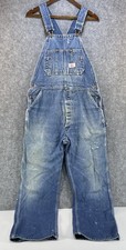 Vintage Round House Denim Overalls 38x32 Made USA Distressed Paint Splatter