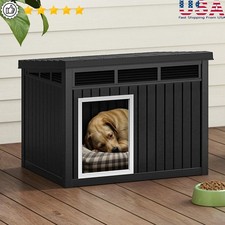 Plastic Dog House Outdoor Kennel Waterproof Ventilated Easy Clean Medium Dogs US