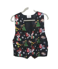 VTG Christmas M/L Vest Looney Tunes Bugs Bunny Daffy Duck Tweety Sylvester Taz