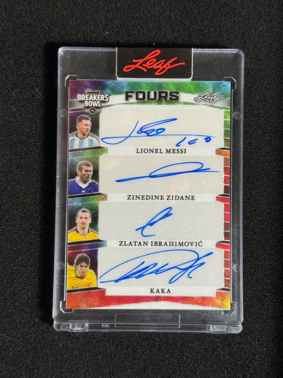 #1/1 Sealed LIONEL MESSI Kaka ZIDANE IBRAHIMOVIC 2024 LEAF Tie Dye QUAD AUTO