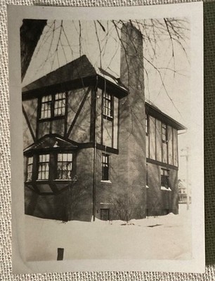 Vtg Photo 2 Story House Home In snow Winter Western Springs Ill B&W 3.5'' x 2.5''