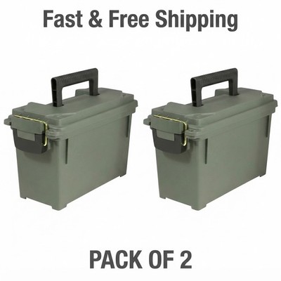 (2 pack) Strategy Field Ammo Box 11.6'' L x 5.2'' W x 7.2'' H Plastic OD Green