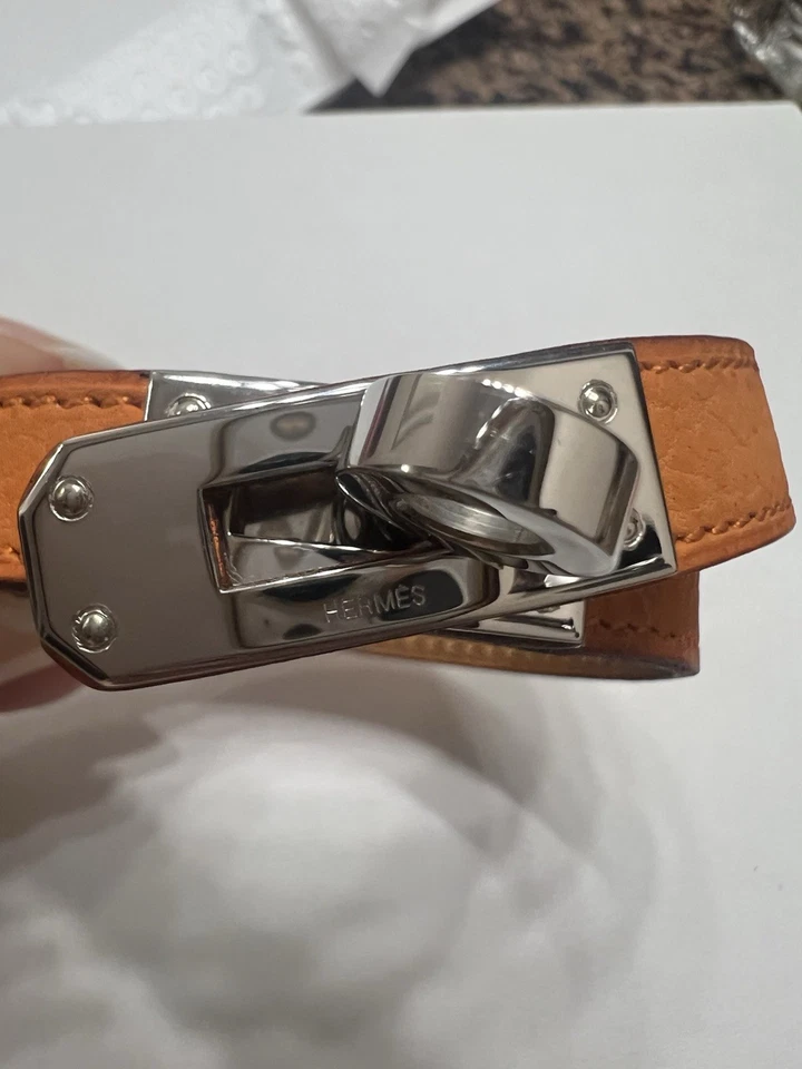 Hermes Double tour手链带盒小牛皮带镀钯 Kelly 封口 — 第 2/4 张图片
