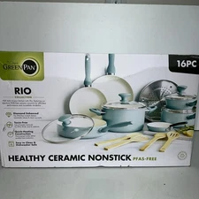 GreenPan Rio 16pc Cookware Set Turquoise