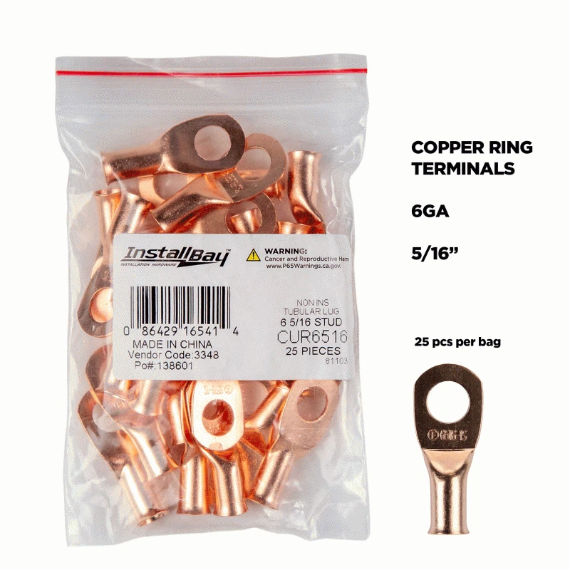 Metra CUR6516 Install Bay Copper Uninsulated Ring Terminal 6 Gauge 5/16 inch - Image 2 of 4