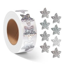 Gsinodrs 1000Pcs Silver Star Stickers - 1 Inch Holographic 1inch,