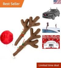 17" Reindeer Christmas Car Kit with Jingle Bells  Rudolph Nose - Universal Fit