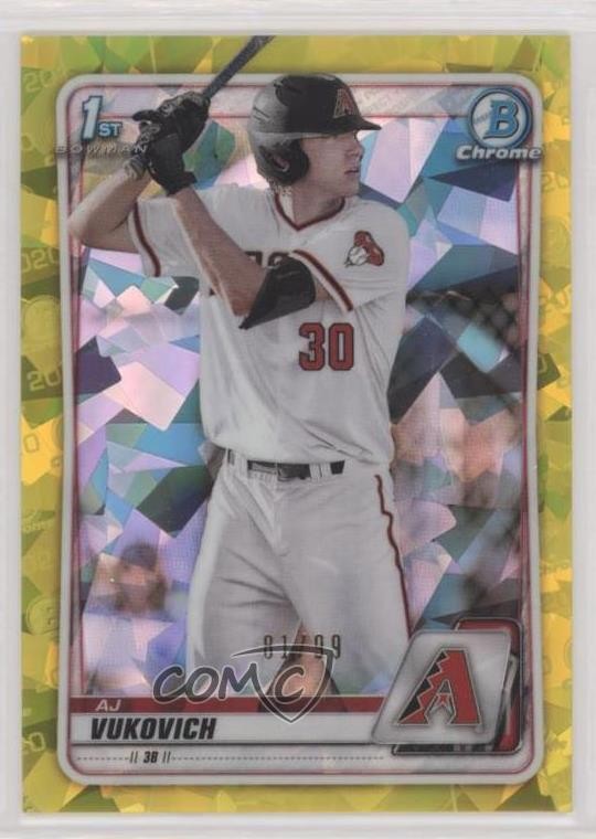 2020 Bowman Chrome Draft Sapphire Edition Yellow 81/99 AJ Vukovich #BD-150 0us5