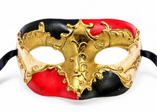 Venetian Masquerade Mask Red Black Gold Mardi Gras New Orleans Carnival Costume