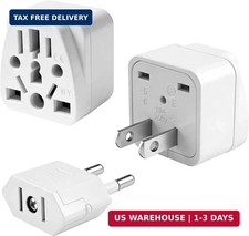 2 Pack UK to US Plug Adapter, US to China Plug Adapter  UK,AU,in,CN,JP,Asia,Ita