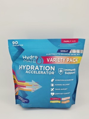 HydroMATE Electrolyte Powder Variety Pack Bulk Hydration 90 Count (Pack of 1)
