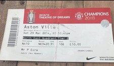 Manchester United v Aston Villa Football Ticket Stub 29 Mar 2014 Season 2013-14