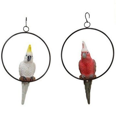 Galah Cockatoo Parrot Hanging Garden Australia Native Bird Swing Ring  Ornament