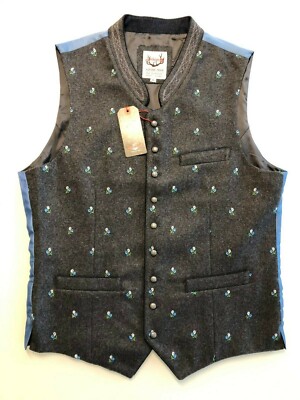 Stockerpoint Trachtenweste TONIO grau blau 48 50 52 54 56 58 60 Alpine Team 