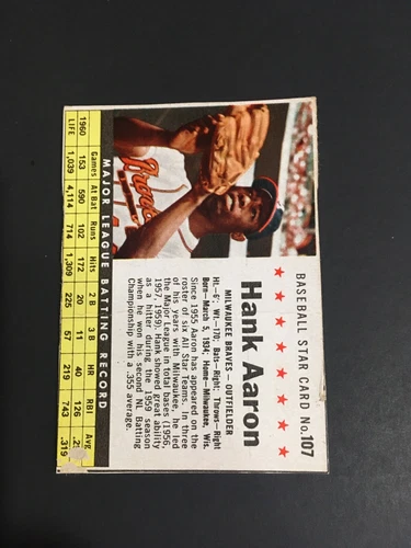 1961 POST HANK AARON, #107, HOF (Free Shipping on Any 3!)