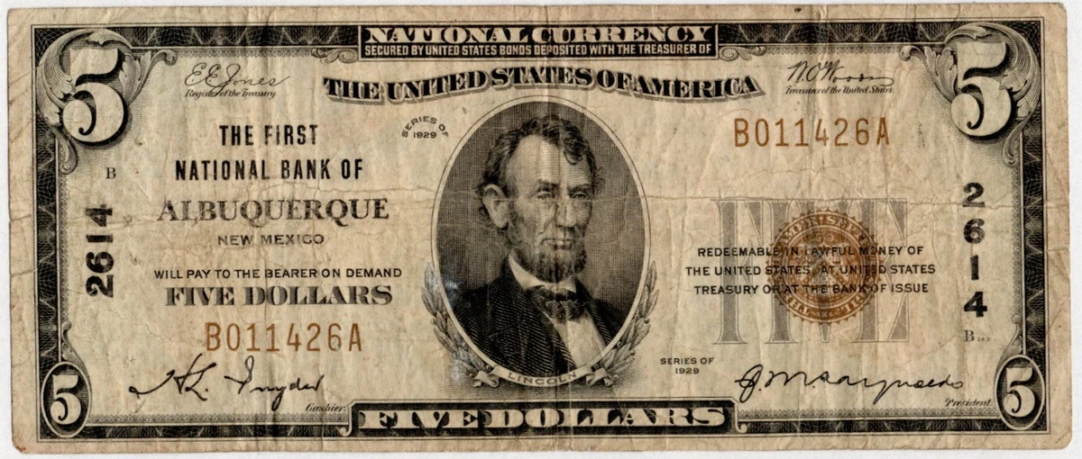 Uncertified $5 US National Banknotes for sale | eBay