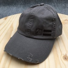 District Distressed Baseball Cap Hat Mens Black OS Embroidered Logo Curved Brim