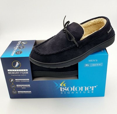 isotoner signature men's memory foam microsuede nigel moccasin slippers