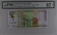 Suriname 10000 Gulden 1997 P144 UNC / PMG Superb GEM67PPQ