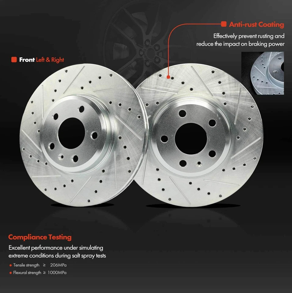 Front Drilled Brake Rotors & Ceramic Brake Pad for Audi A4 Quattro A5 Sportback - Image 4 of 4