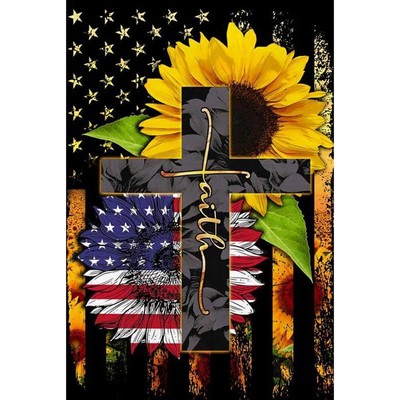 (DB7250) 5D DIY Square Diamond Diamond PaintingFlag Flowers on the Cross for Dec
