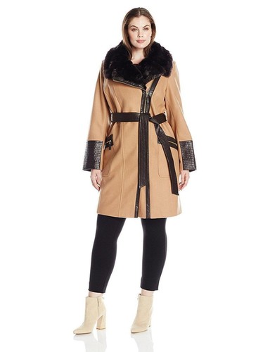 VIA SPIGA COAT FAUX FUR COLLAR 