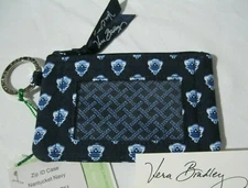 Vera Bradley NANTUCKET NAVY Zip ID Coin KEY Case FOR Purse TOTE Backpack BAG NWT