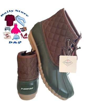 Women's St. John's Bay Brown Forest Green Outdoor Boots Size 11M Brand New.....
