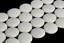 21x7MM White Volcanic Lava Beads Flat Round Button Gemstone Loose Beads