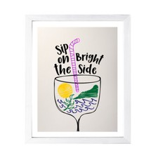 Designs ByLITA Sip On The Bright Side, Wall Print Art Retro Bar Decoration