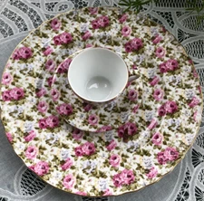 GANZ ROSES CHINA PLATE, CUP AND SAUCER - CHIPPED