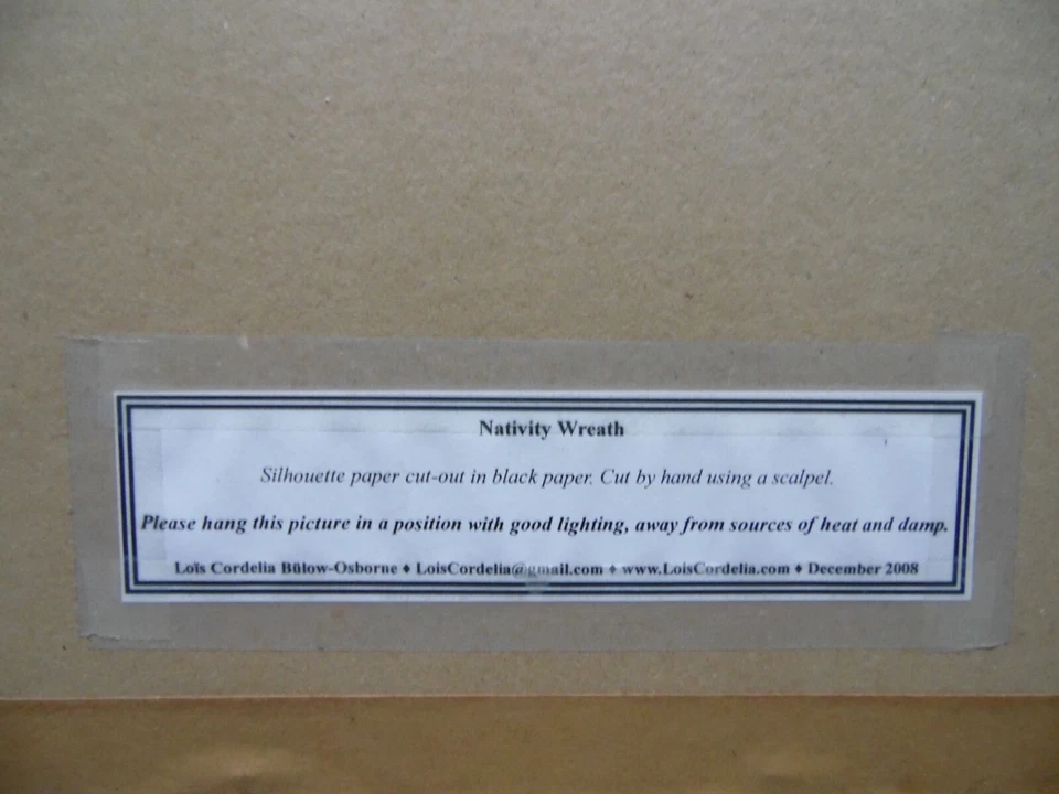 Christmas Nativity Wreath.  Lois Cordelia  Hand Cut Papercut 2008 Original. - Image 3 of 3