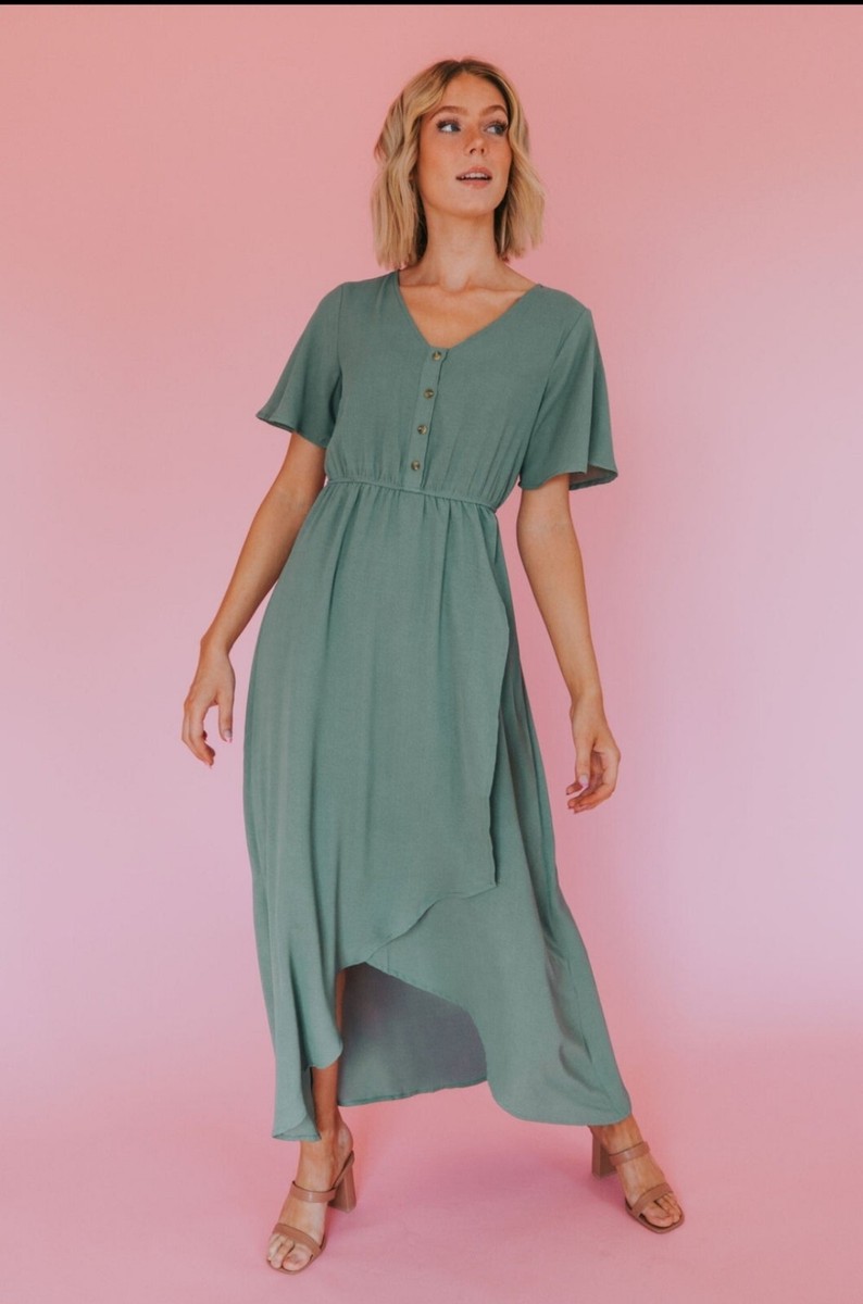 one loved babe dresses Windsor Dusty Jade Dress Large Women's boutique Women Dress Oversize Style Aloha Shirt youll be twirling all WID:Wide