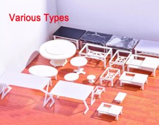 Miniature ABS Plastic Tea Table Model Furniture Room Ornament Scenery Craft DIY