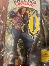 Vintage Opaque KNEE HI'S Black New Old Stock 1973 USA Ladies Stockings 1970s