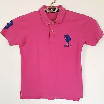 US Polo Assn USPA Mens Polo Shirt Pink Big Pony Logo Navy Number 3 