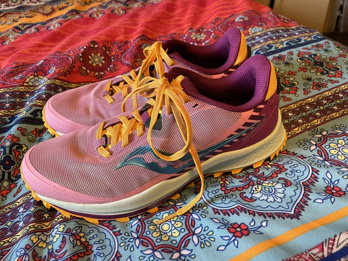 Saucony Peregrine 11 Trail Running Shoe Womens Size 9.5 Pink Orange Blue