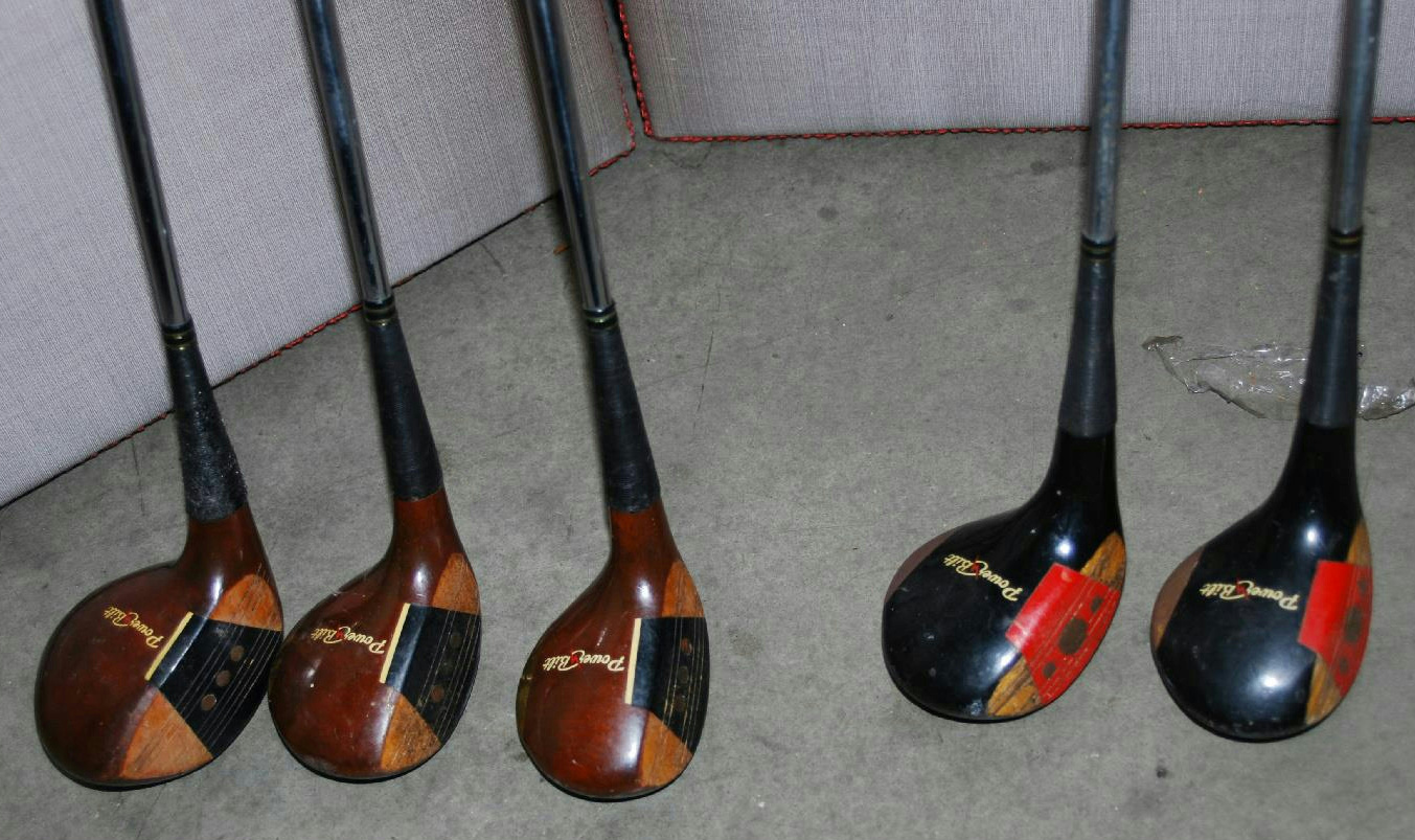 LOT OF ASSORTED VINTAGE POWERBILT WOOD RIGHT HAND GOLF CLUBS eBay