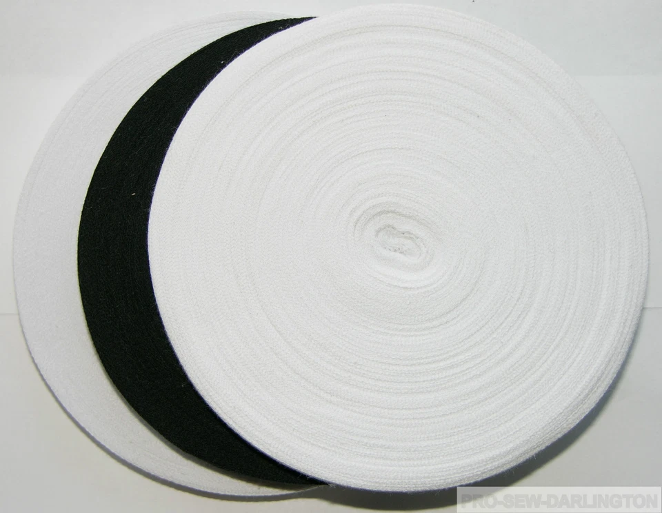 COTTON BUNTING APRON TAPE 50 METRE ROLL 13mm 19mm 25mm BLACK OR WHITE