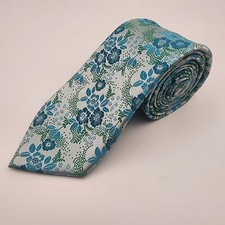 Mens Neck Tie Green Floral Pattern 100 Polyester