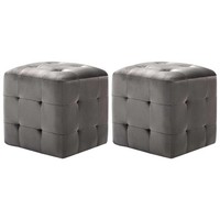 Vidaxl Pouf 2 Stk. Grau 30X30X30 Cm Samtstoff Neu