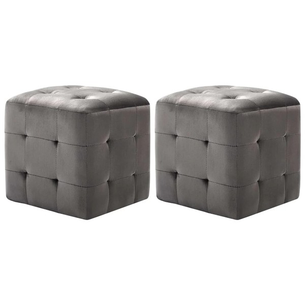 Vidaxl Pouf 2 Stk. Grau 30X30X30 Cm Samtstoff Neu-image