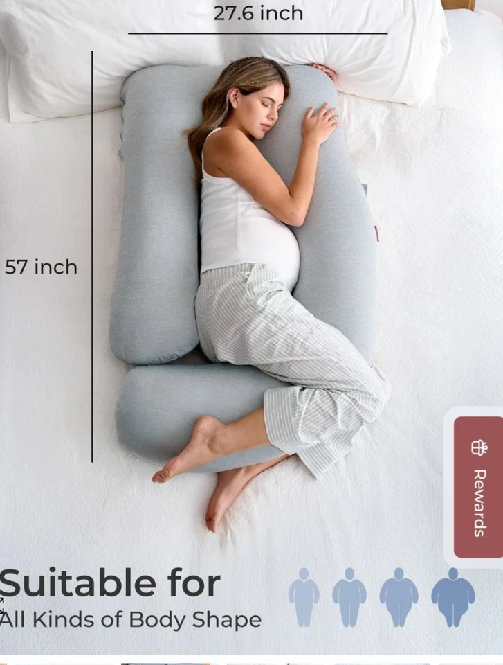 Momcozy Pregnancy Total Body Pillllow Grey  - Image 4 of 4