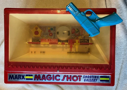 Classic 1973 Marx Magic Shot Red Shooting Gallery Game Complete W/ Gun