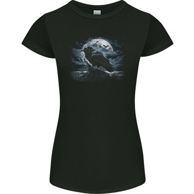 Raven & Ocean Full Moon Krähe Viking Damen Petites T-Shirt 100% Baumwolle