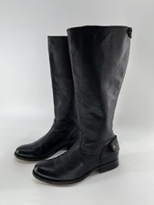 FRYE Melissa Button Back Zip Black Leather Knee High Riding Boots Size 7.5 B
