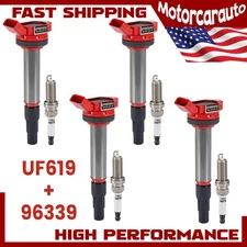 Set of 4 UF619 Ignition Coil & 96339 Iridium Spark Plug For Toyota Corolla Prius
